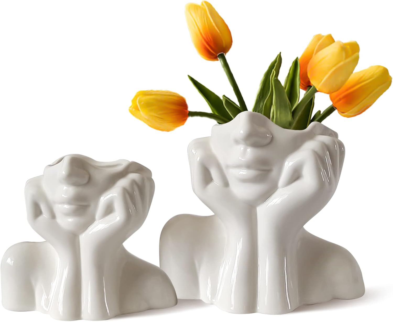 Ceramic Vases Set of 3-White Vase for Modern Home Decor, Flower Vases for Aesthetic Room Decor,Boho Decor Wedding Dinner Table Party Office Centerpiece Table Decorations (White 3 Set)
